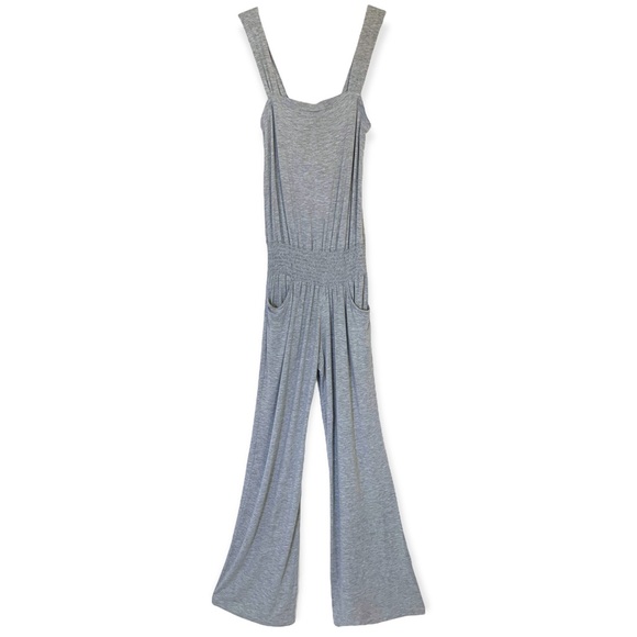 Anthropologie | NWOT Wide Leg Smocked Waist Jumpsuit Heather Gray Size S - Picture 1 of 12